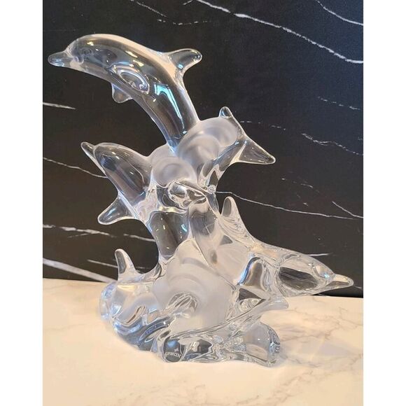 Lenox-Crystal 'Trio of Grace' Dolphins 7½"x 6½"x 2¼" Collectible *Flaw* Germany - Picture 1 of 6